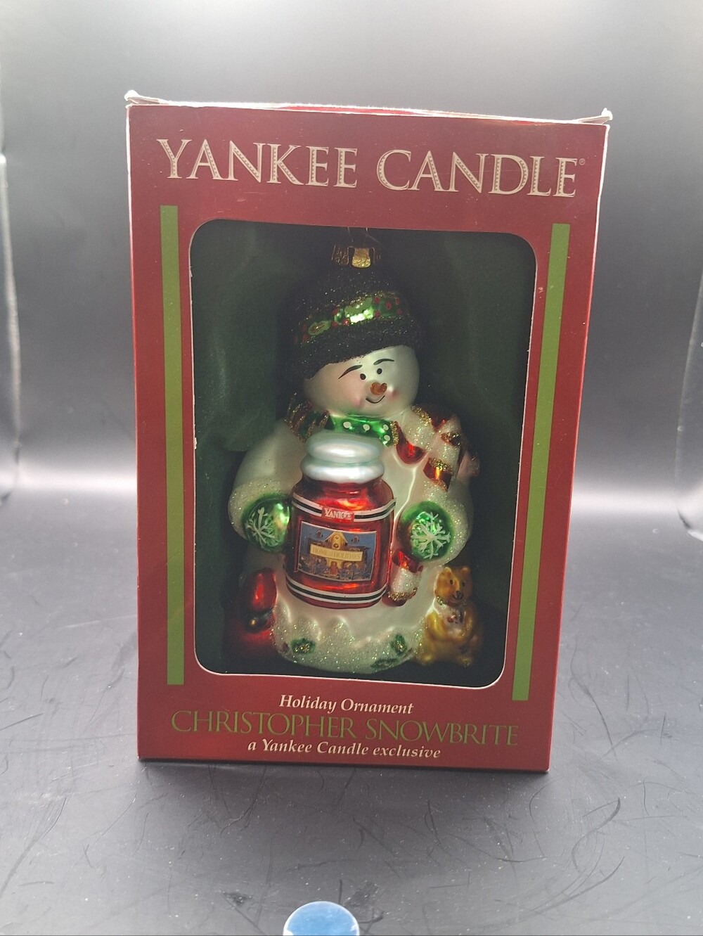 Yankee Candle Christopher Snowbrite Glass Snowman Ornament